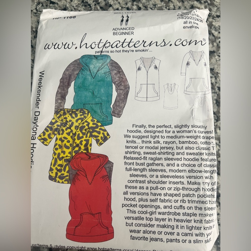 HotPatterns HP 1168 Weekender Daytona Hoodie Pattern